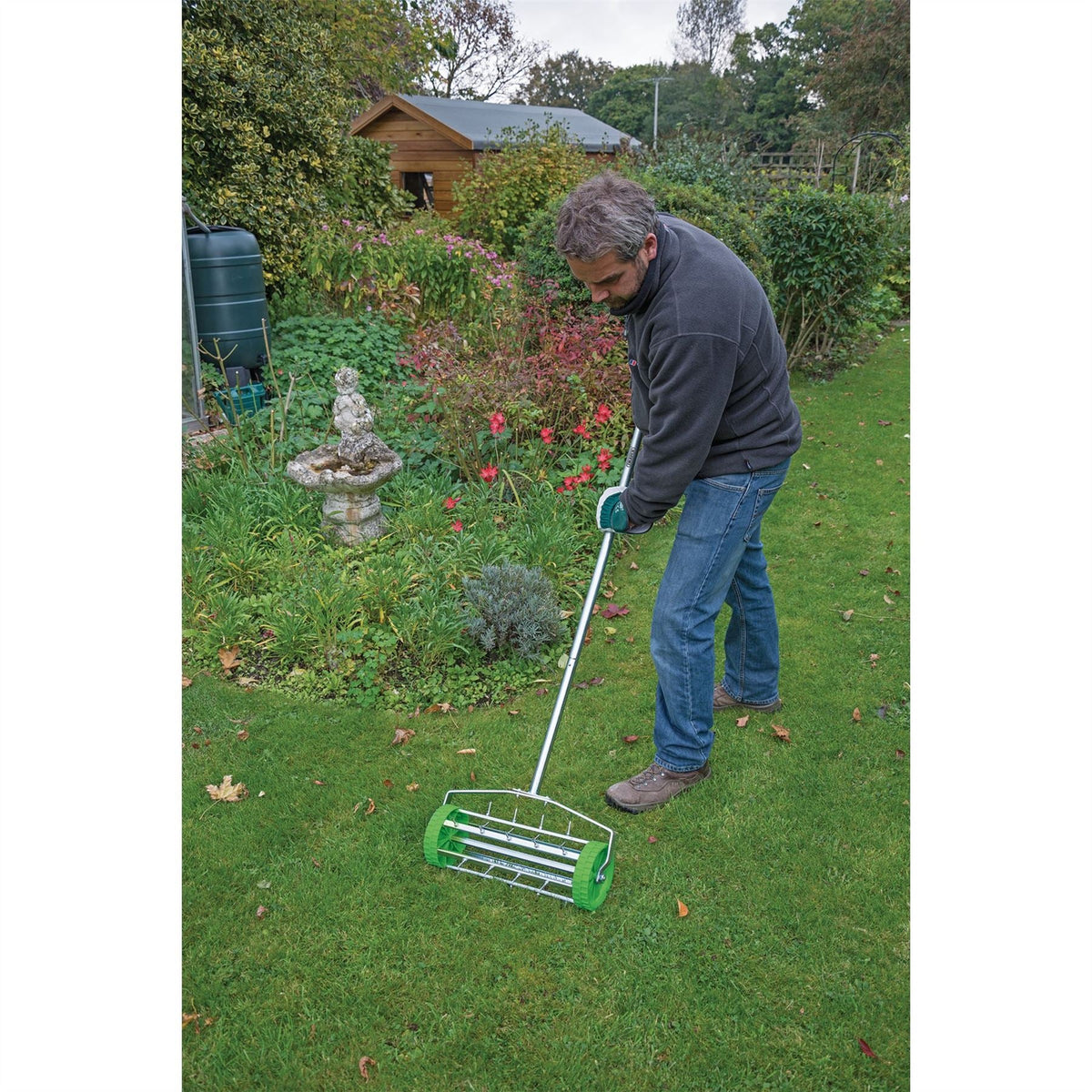 Draper Rolling Lawn Aerator Spiked Drum 450mm 83983 White Rose Tools