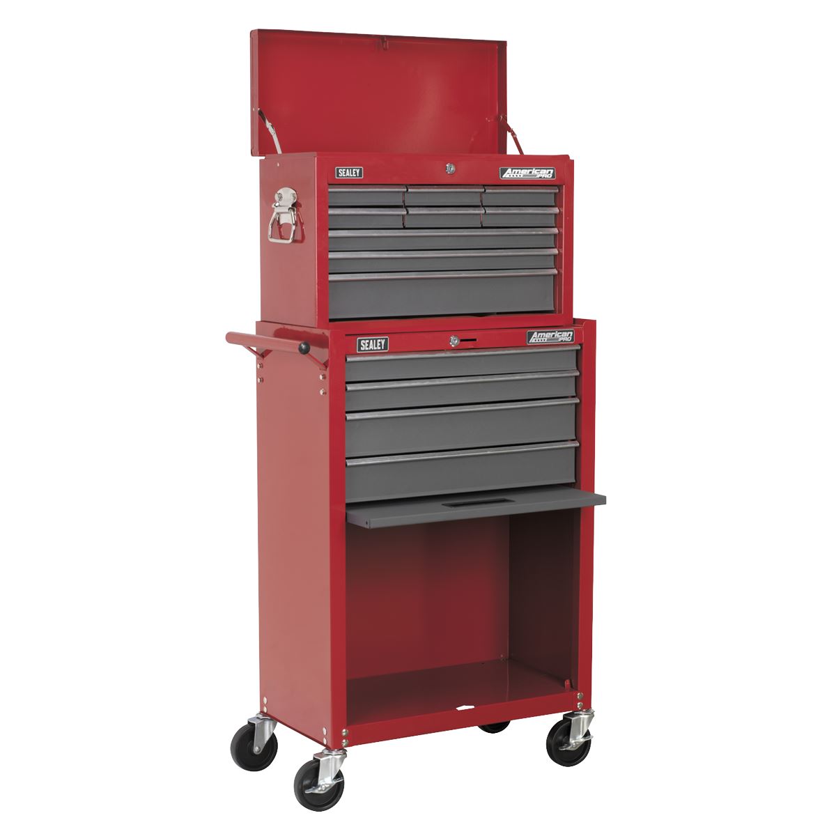 Sealey American Pro Topchest & Rollcab Combination 13 Drawer with Ball-Bearing Slides - Red/Grey