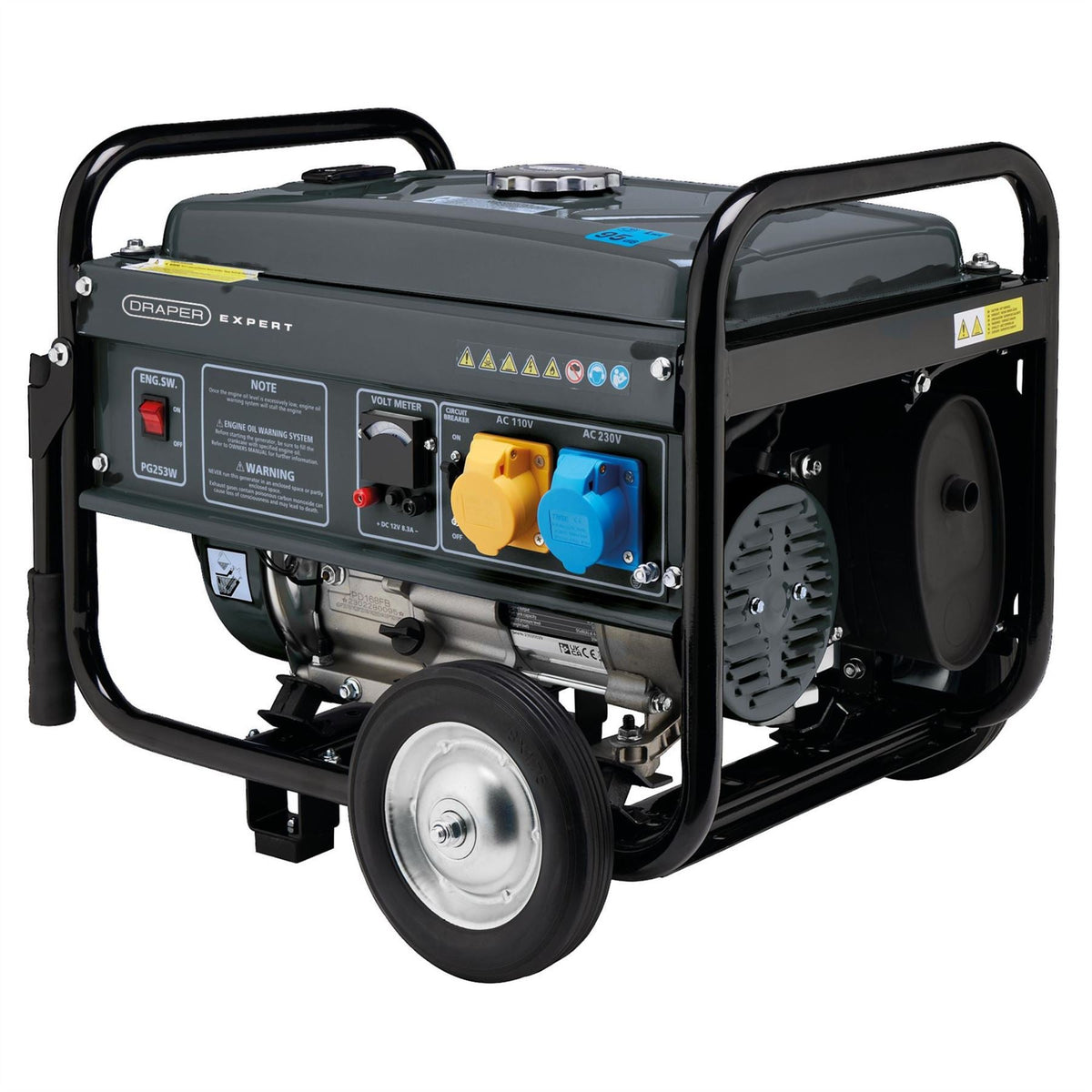 Draper Expert Petrol Generator with Wheels 2000W 16066 White Rose Tools