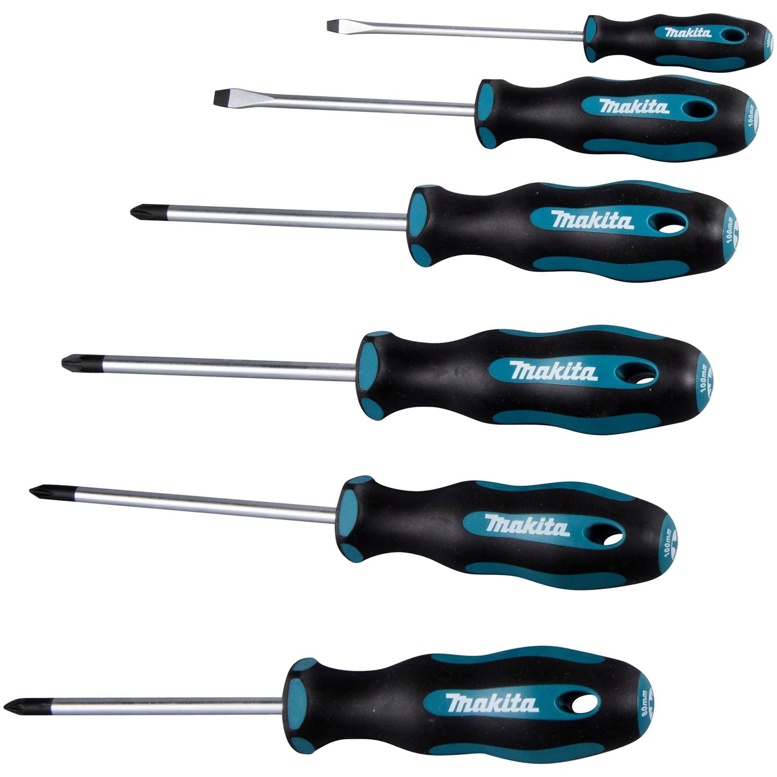 Makita Screwdriver Set Phillips Pozi Slotted PH PZ SL 100mm 6pc E-10528