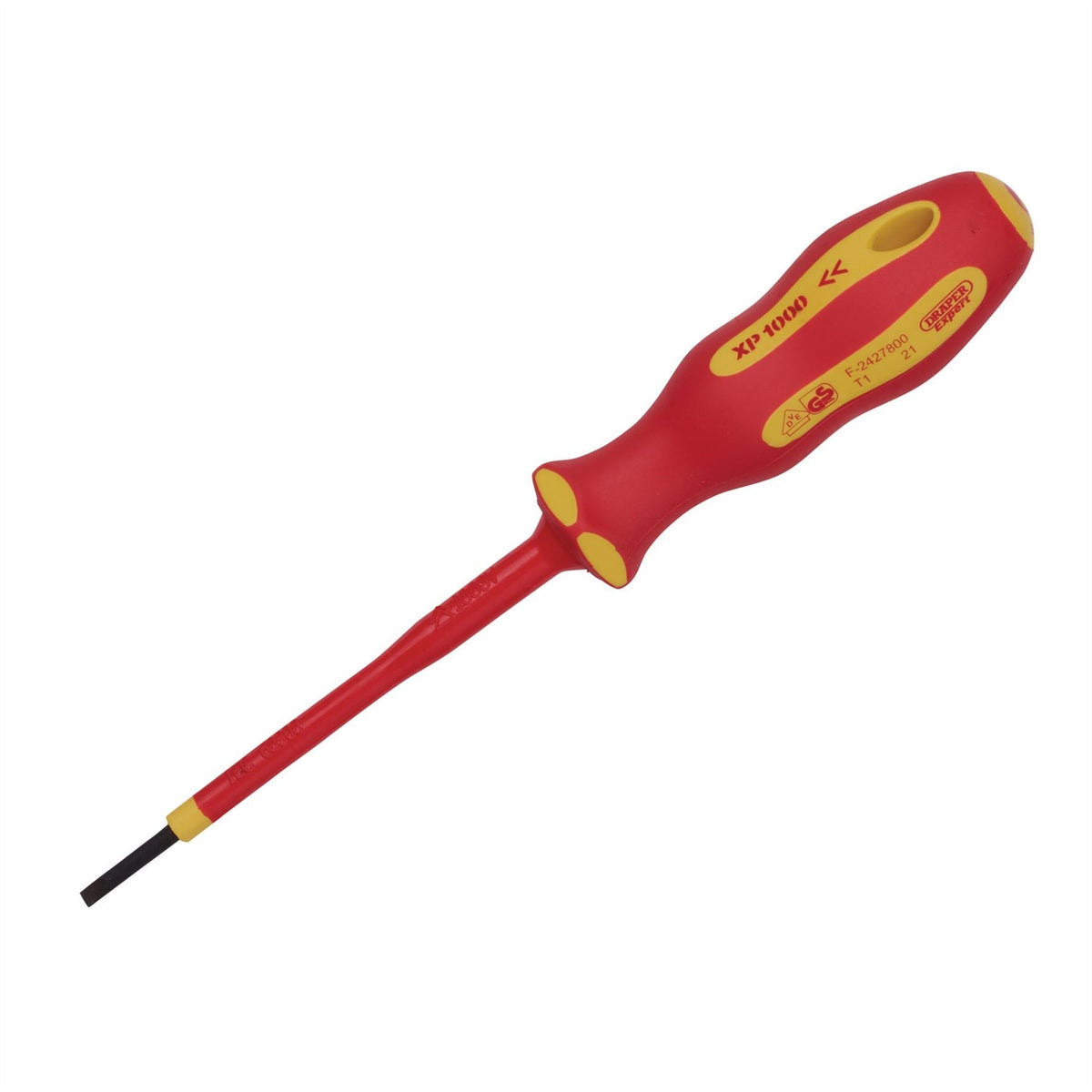 Draper XP1000 VDE Plain Slot Screwdriver 2.5 x 75mm 64367 White Rose Tools