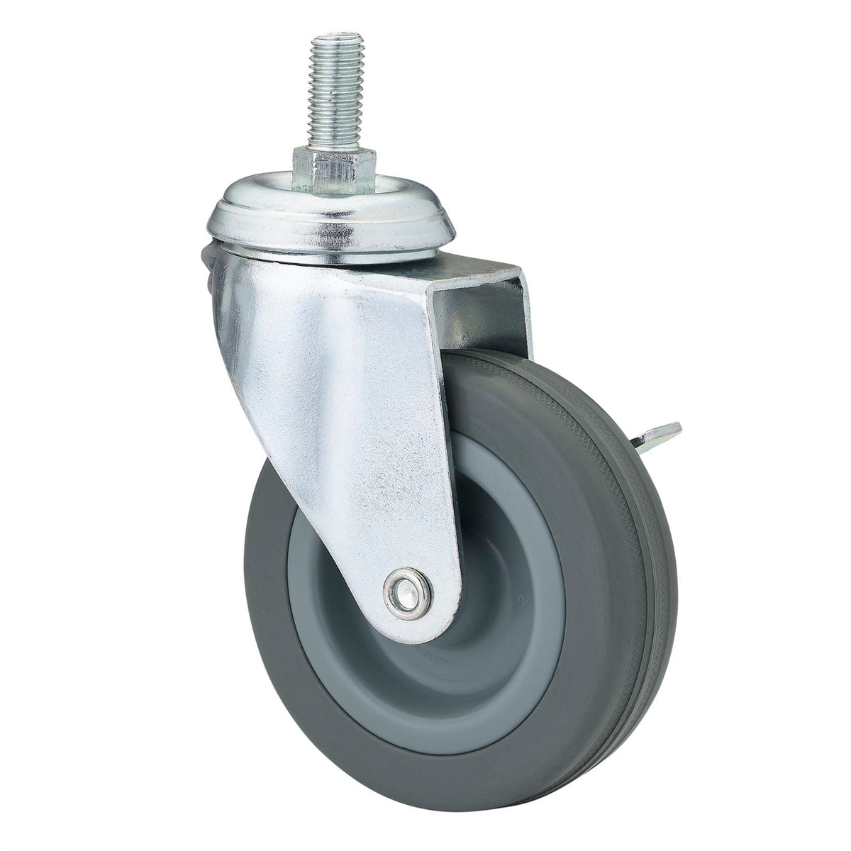 Draper Swivel Bolt Fixing Rubber Castor with Brake 100mm Diameter S.W.L. 80kg 65481 White Rose Tools