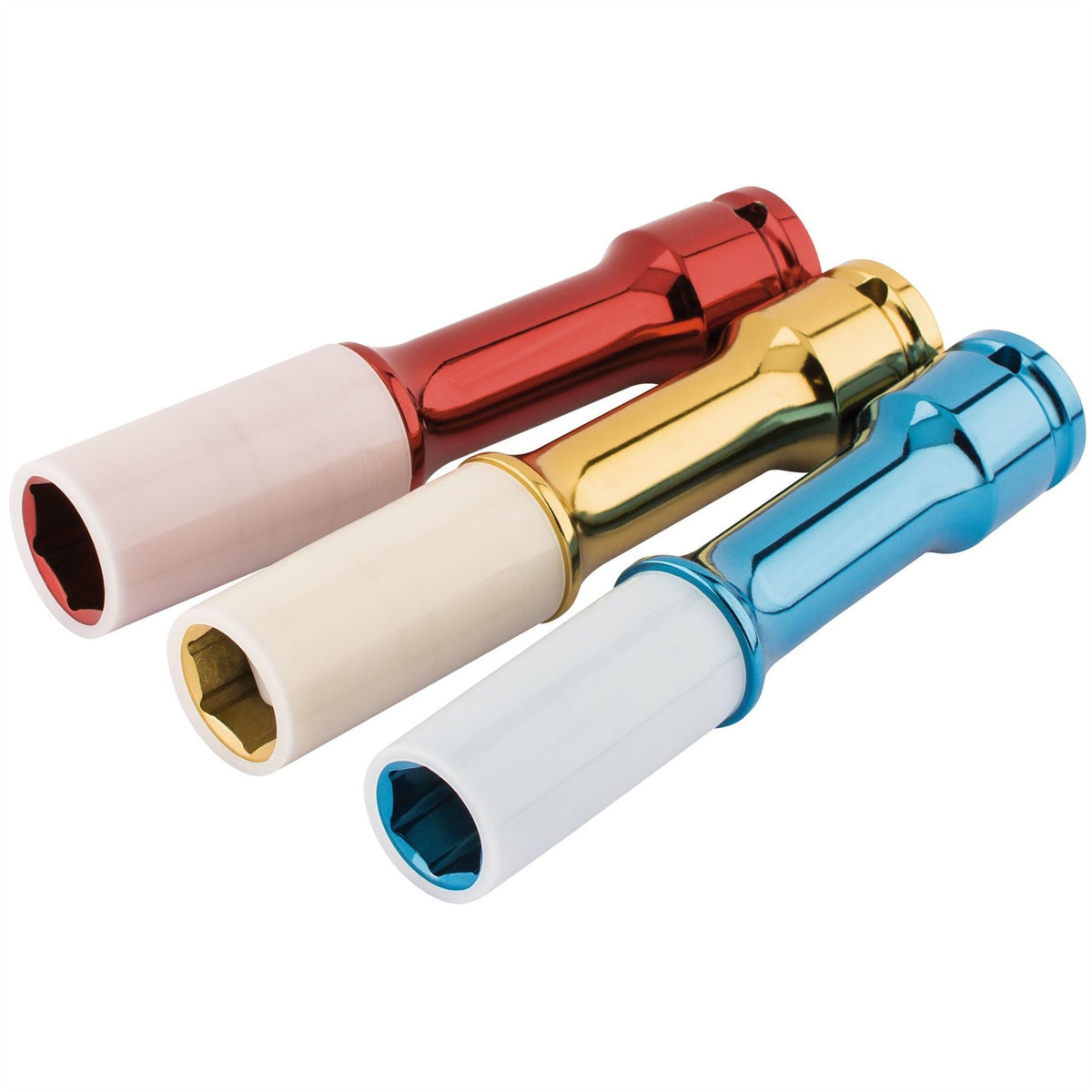 Draper Long Reach Wheel Nut Socket for Alloy Wheels 1/2" Sq. Dr. (3 Piece) 82981 White Rose Tools