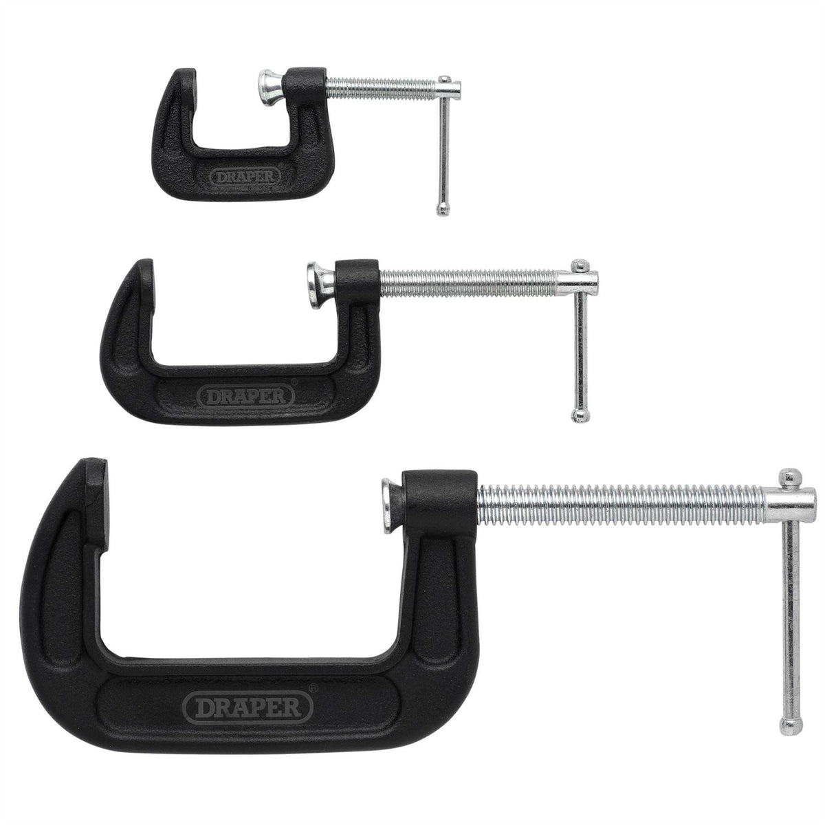 Draper Heavy Duty G-Clamp Set (3 Piece) 18989 White Rose Tools