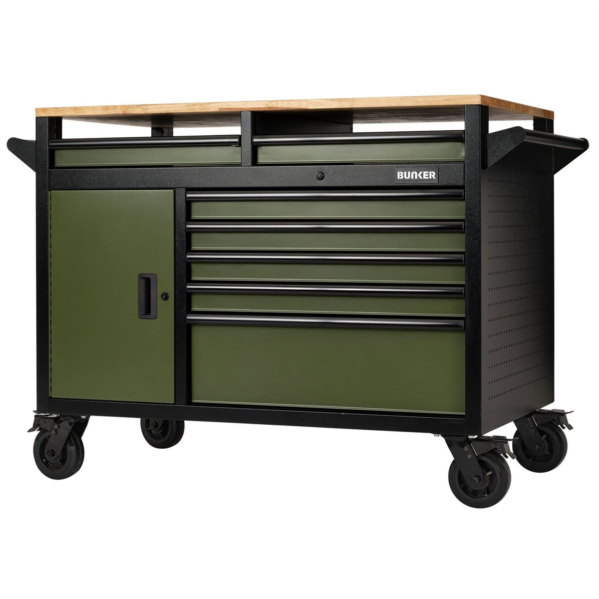 BUNKER 14 Drawer Multi-Functional Workbench Roller Tool Cabinet 48" Green 27332 White Rose Tools