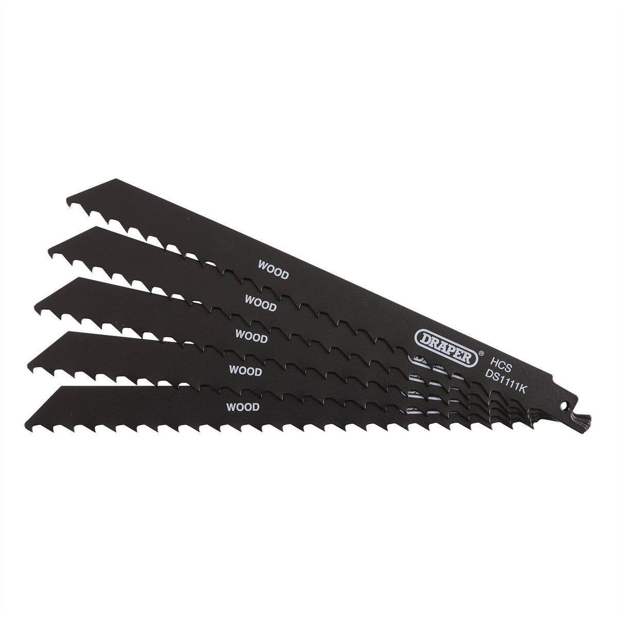 Draper Reciprocating Saw Blades for Wood and Plastic Cutting 225mm 3tpi (Pack of 5) 38589 White Rose Tools