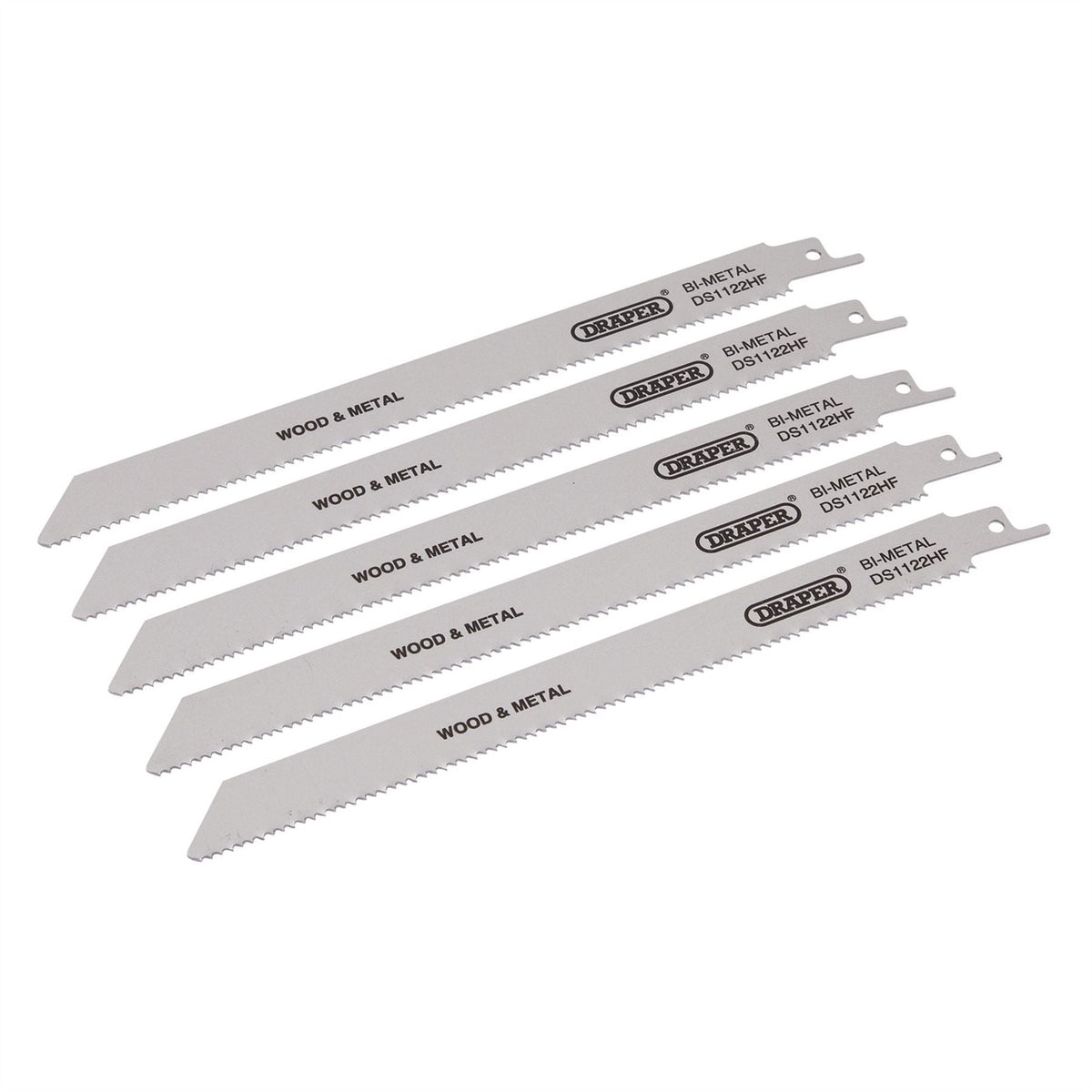 Draper Bi-metal Reciprocating Saw Blades for Multi-Purpose Cutting 225mm 10tpi (Pack of 5) 38754 White Rose Tools