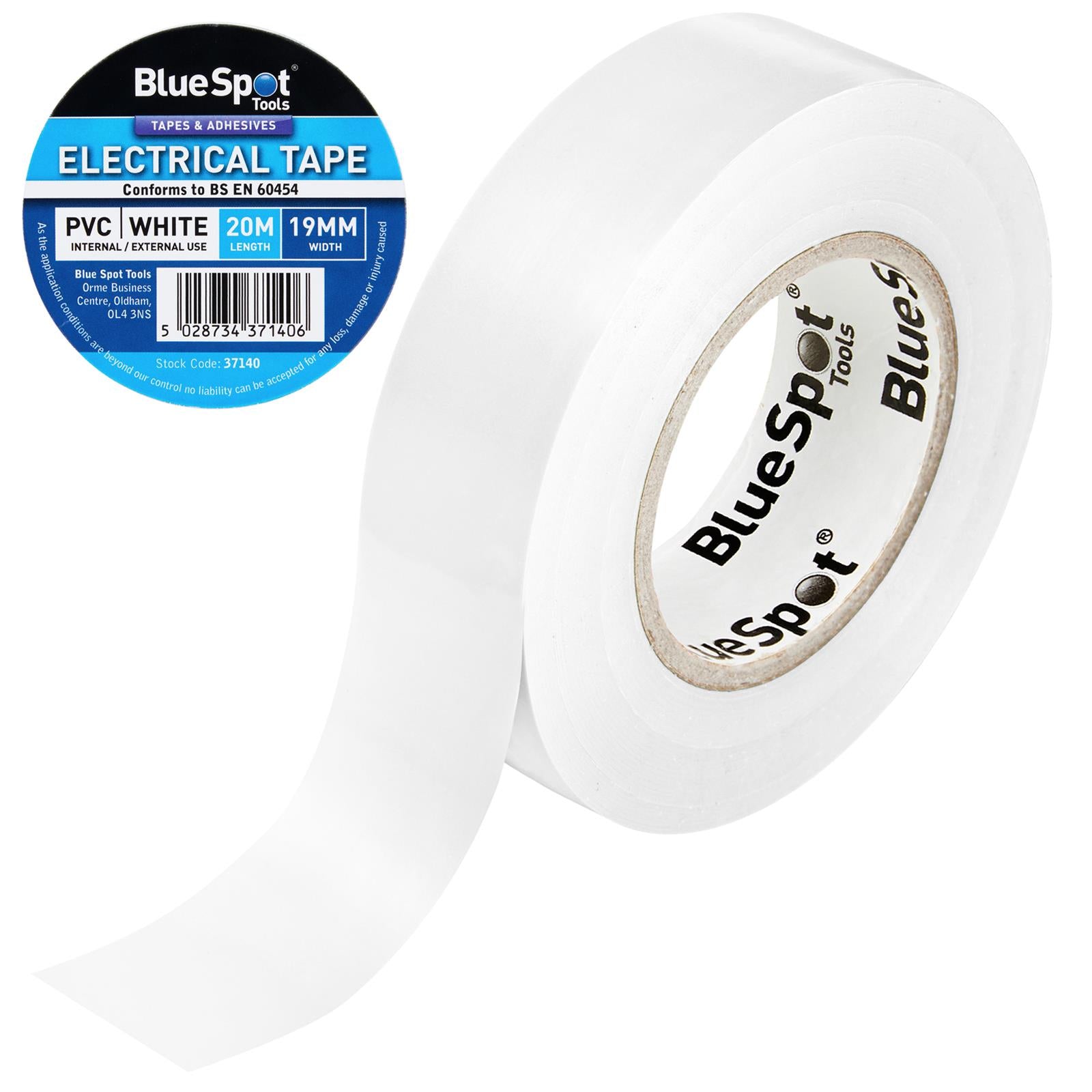 BlueSpot Electrical Insulation Tape White PVC 19mm x 20m
