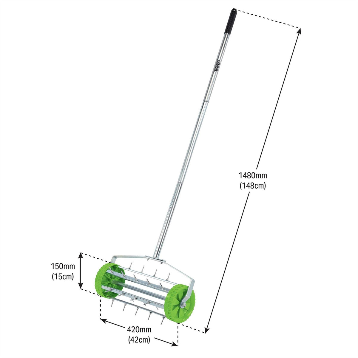 Draper Rolling Lawn Aerator Spiked Drum 450mm 83983 White Rose Tools