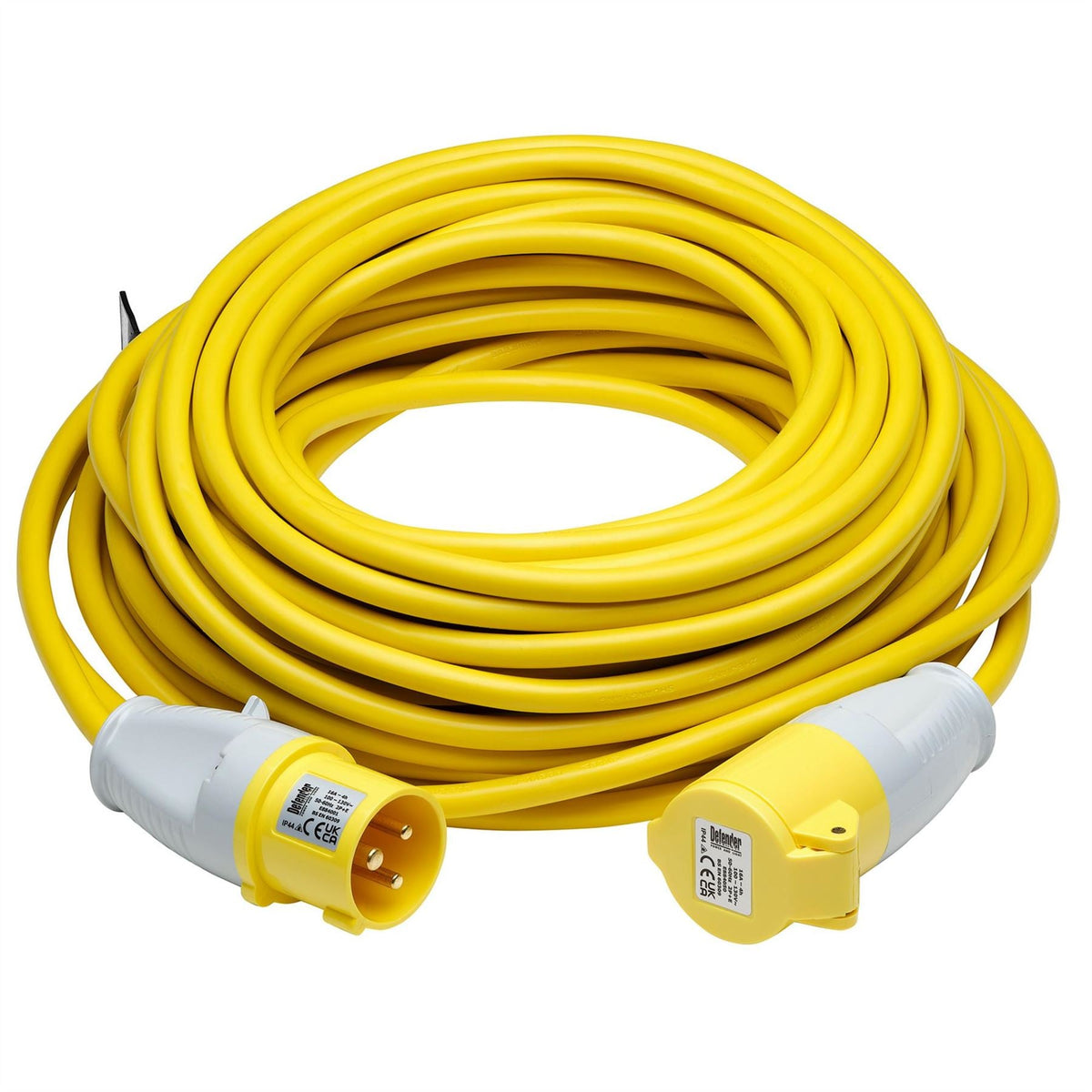 Defender E85233 110V Extension Lead Yellow 2.5mm² 16A 25m 35817 White Rose Tools