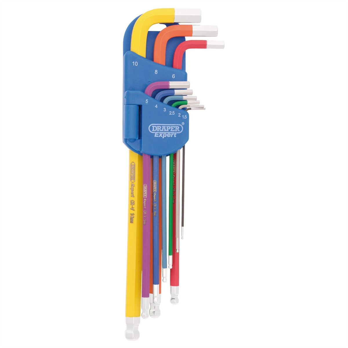 Draper Expert Metric Extra Long Hex. and Ball End Key Set Colour Coded (9 Piece) 66134 White Rose Tools