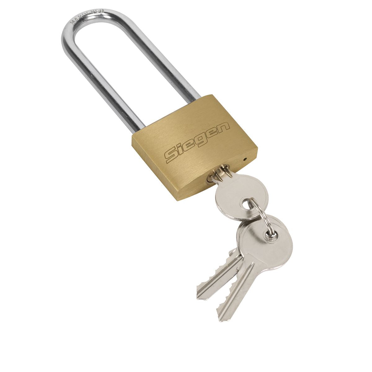 Siegen by Sealey Brass Body Padlock with Brass Cylinder Long Shackle 40mm