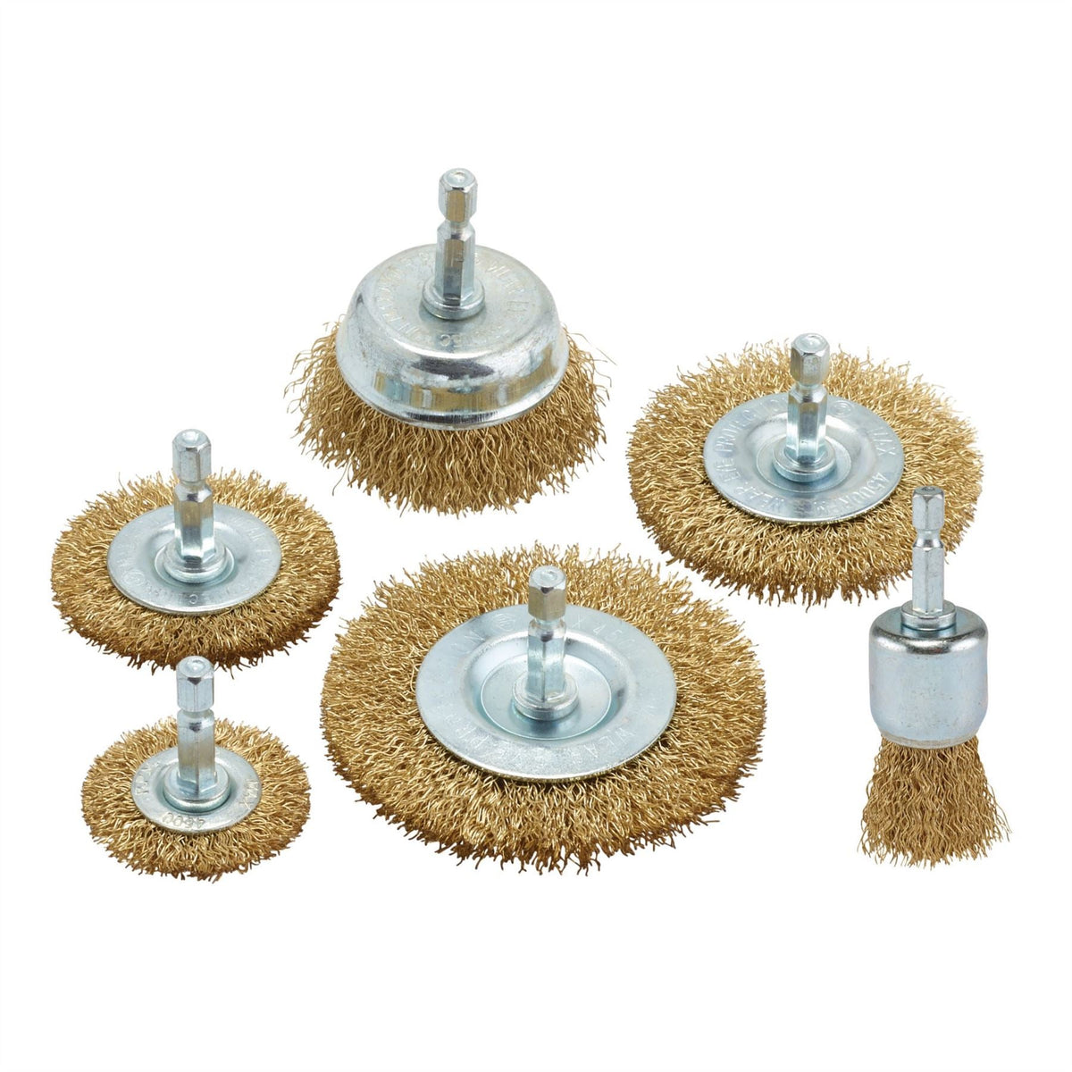 Draper Brassed Steel Crimped Wire Brush Set (6 Piece) 07436 White Rose Tools