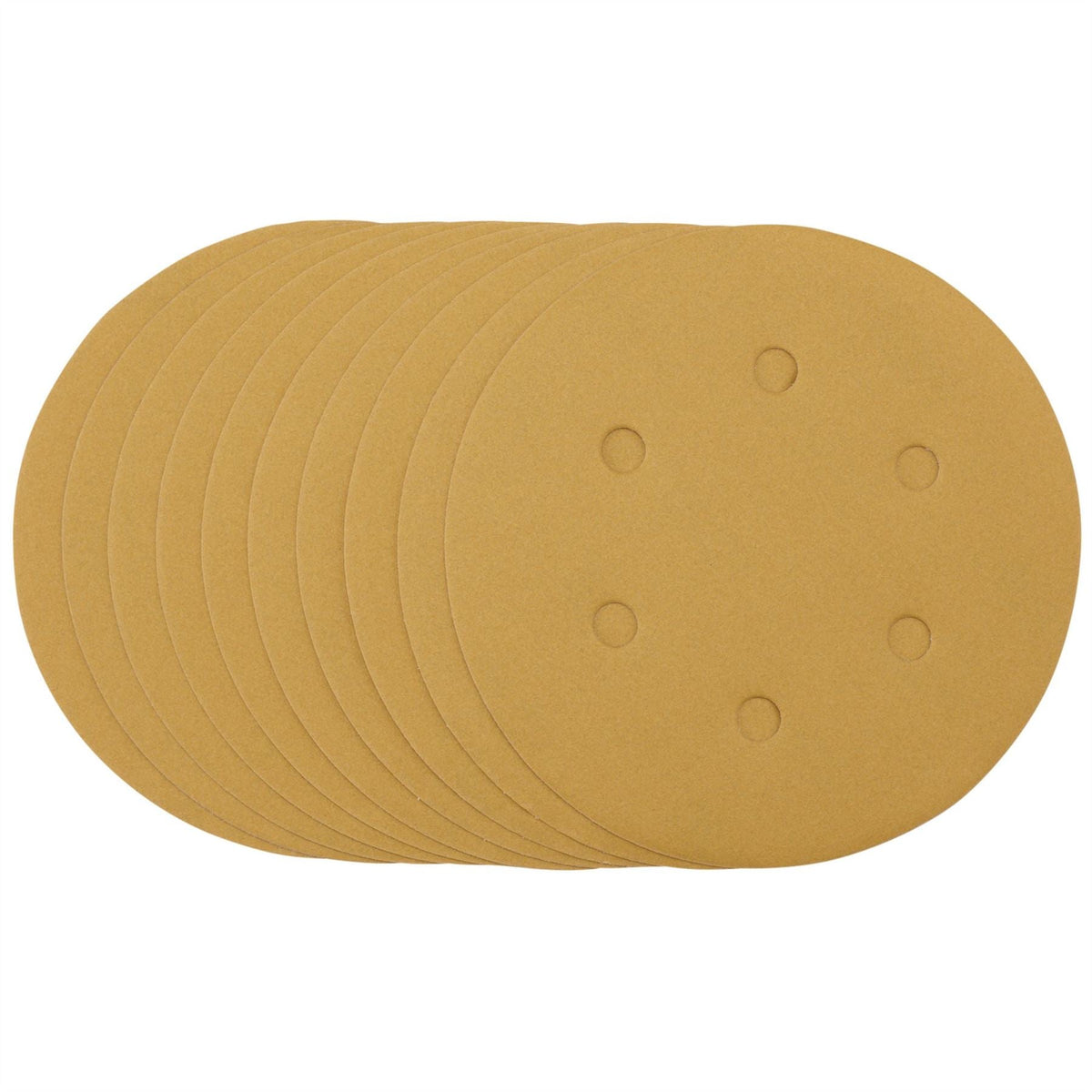 Draper Gold Sanding Discs with Hook & Loop 150mm 320 Grit 6 Dust Extraction Holes (Pack of 10) 64265 White Rose Tools