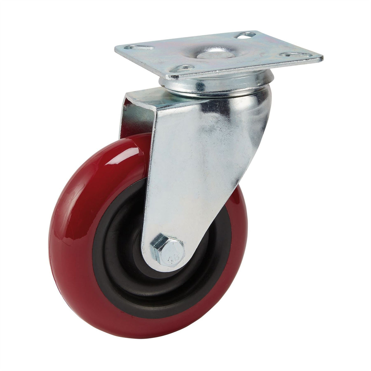 Draper Polyurethane Wheeled Swivel Plate Castor 100mm Diameter S.W.L. 125kg 65518 White Rose Tools
