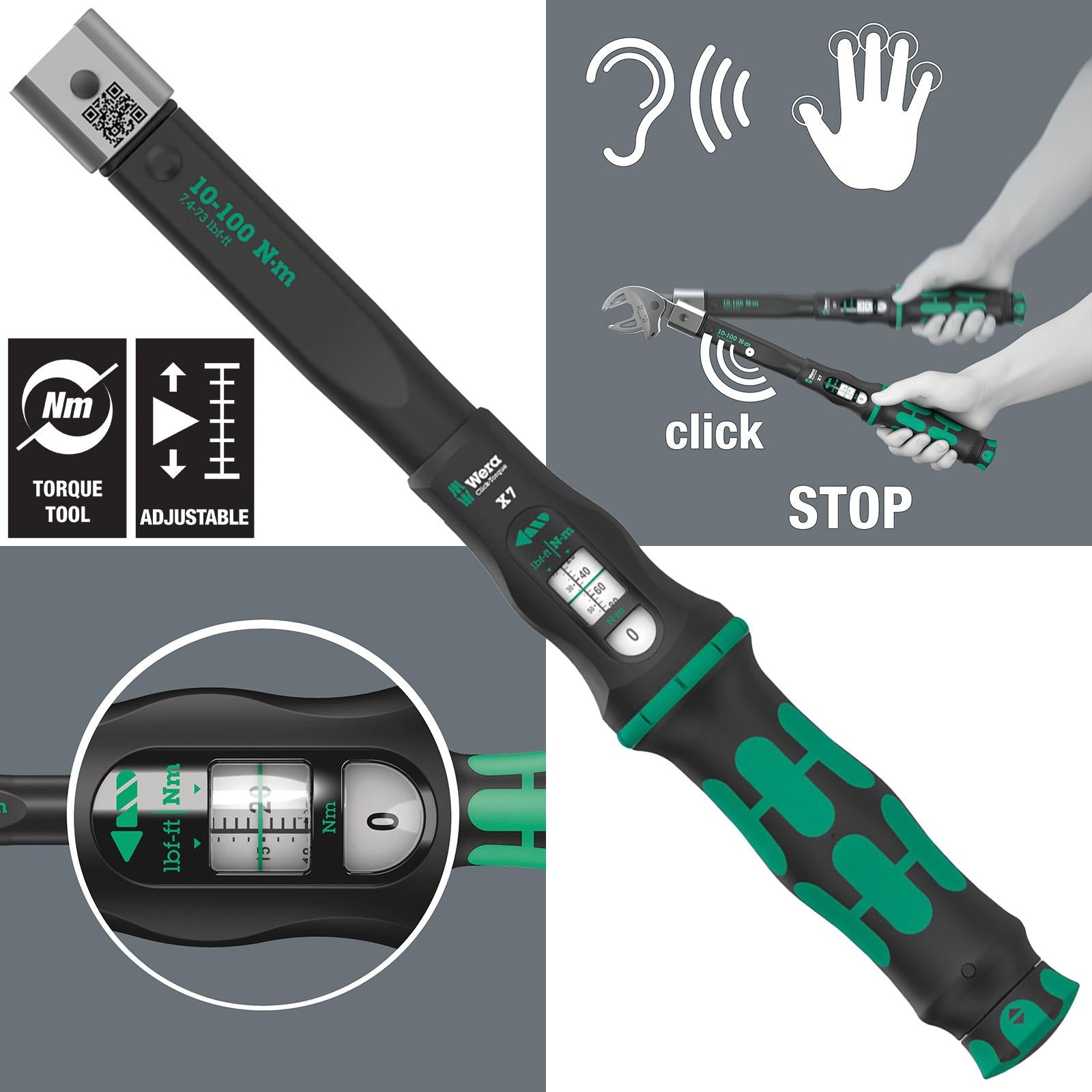 Wera Torque Wrench 10-100 Nm Click Torque X 7 14x18mm Joker Spanner Wrench Accessories 7880 Choose Option