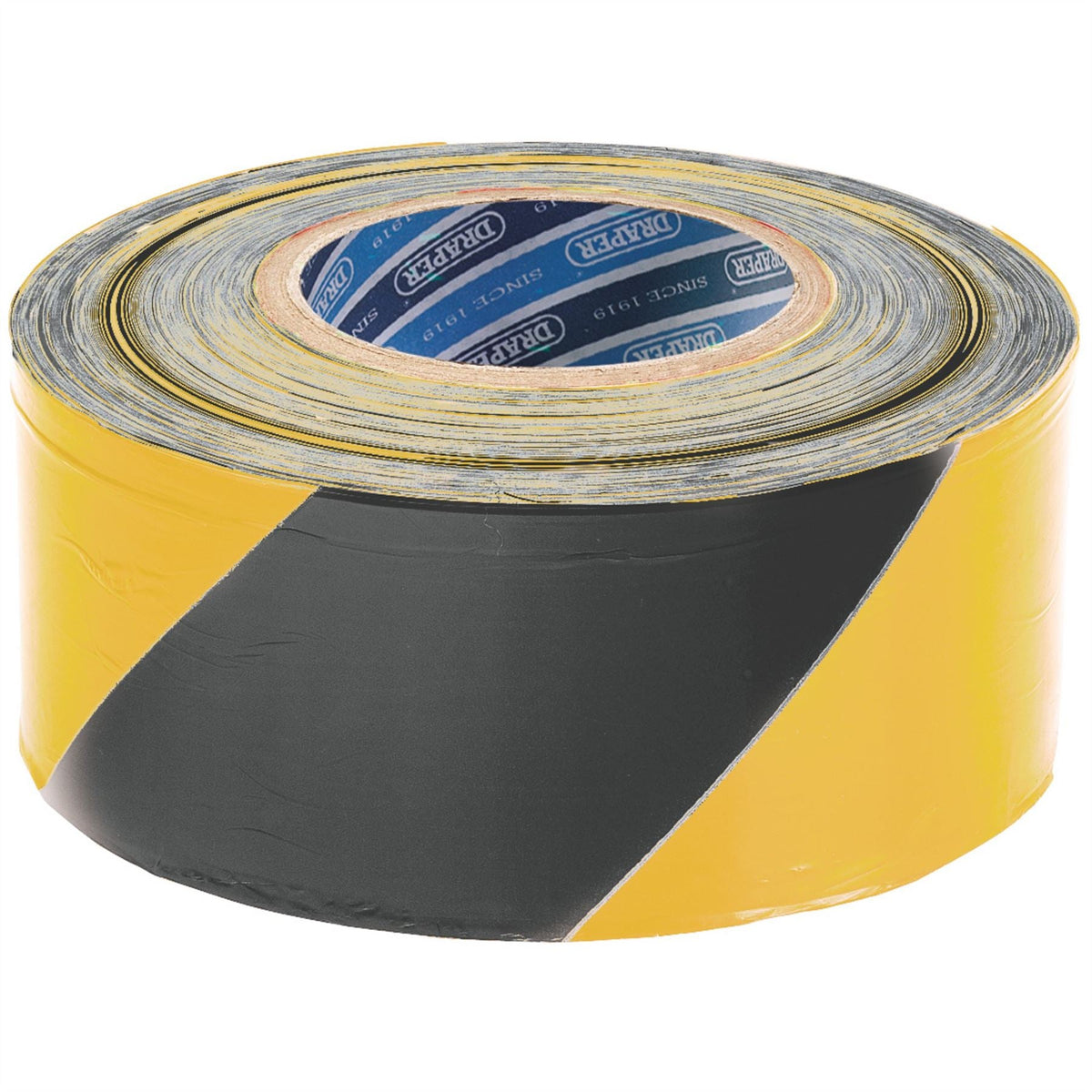 Draper Barrier Tape Roll 500m x 75mm Black and Yellow 69009 White Rose Tools