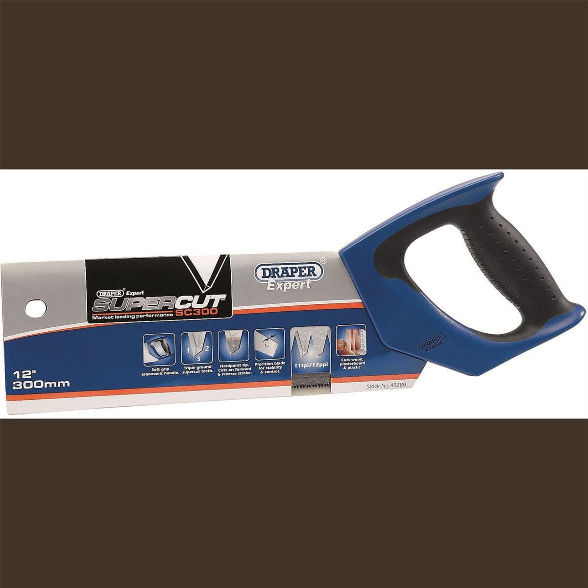 Draper Expert Supercut® Soft Grip Hardpoint Tenon Saw 300mm/12" 11tpi/12ppi 49280 White Rose Tools
