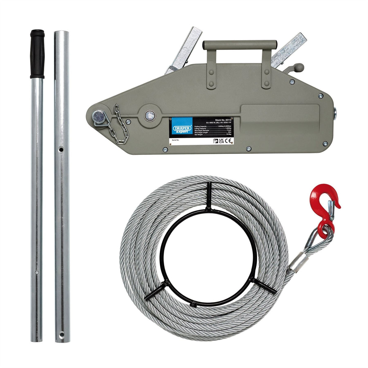 Draper Expert Wire Rope Puller 1600kg 20115 White Rose Tools