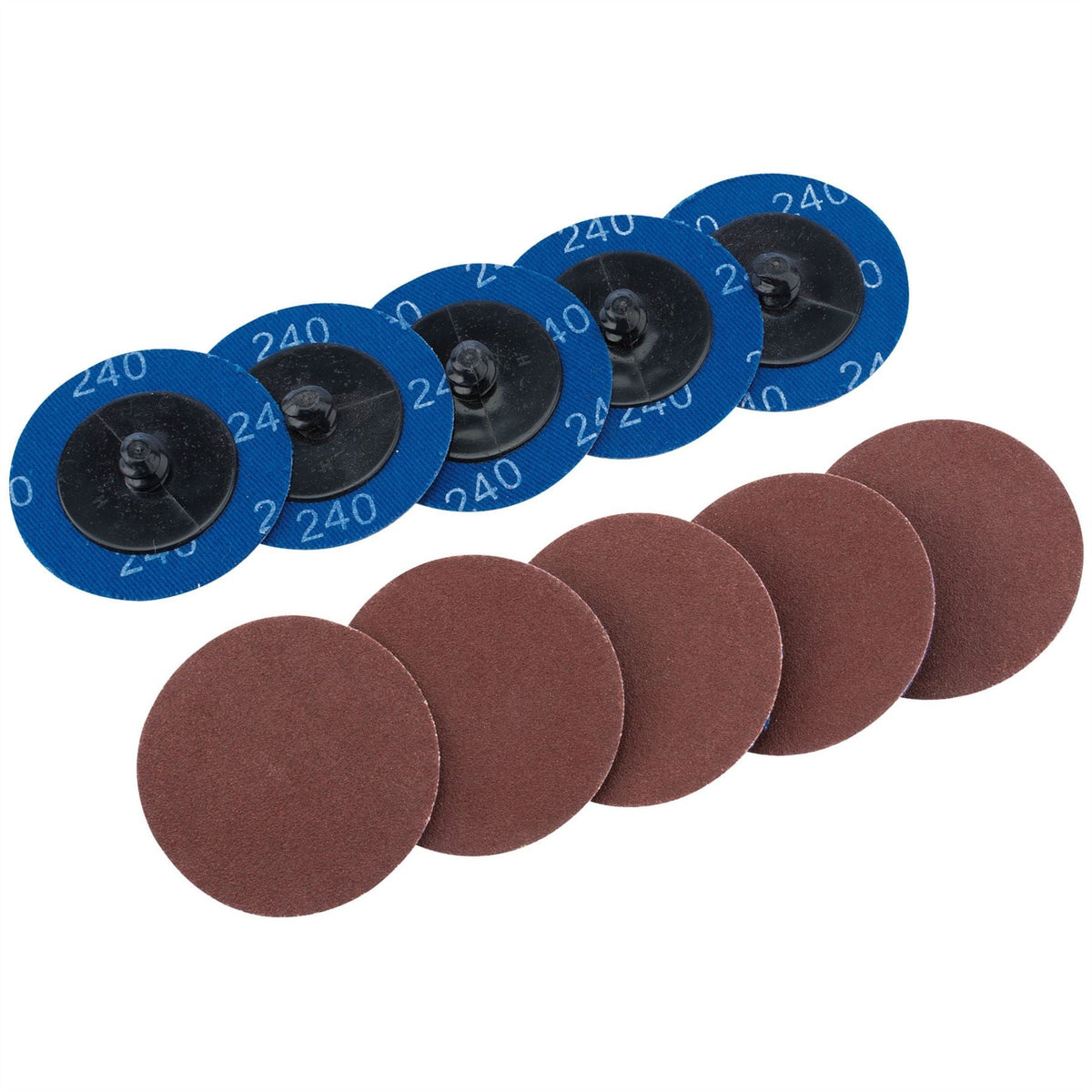 Draper Aluminium Oxide Sanding Discs 50mm 240 Grit (Pack of 10) 75613 White Rose Tools