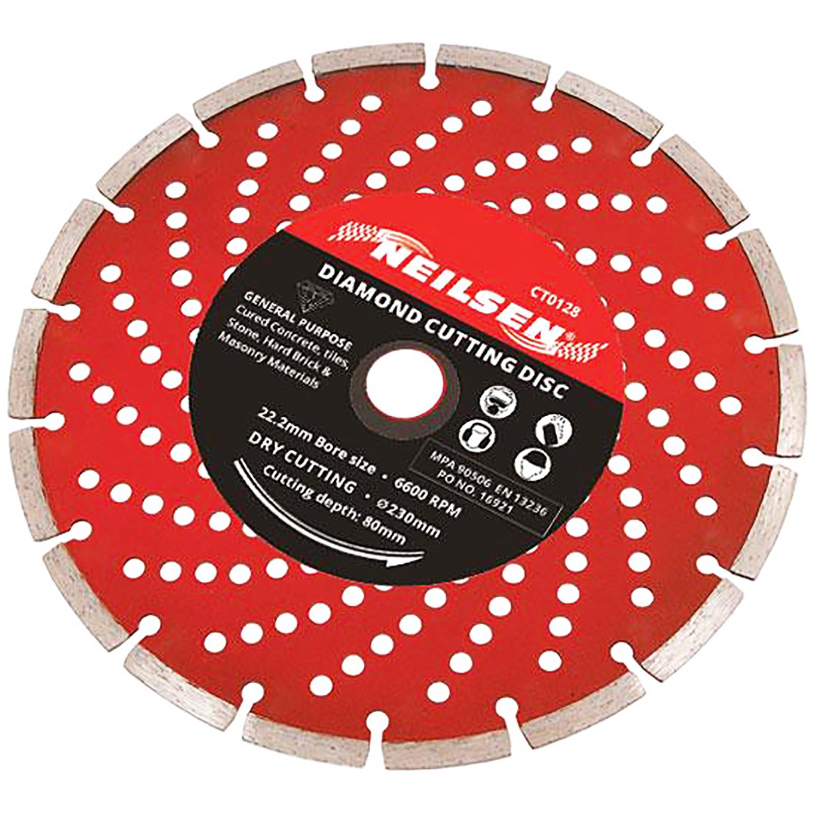 Neilsen Diamond Cutting Disc Dry 230mm 9" Tile Concrete Stone Brick Masonry