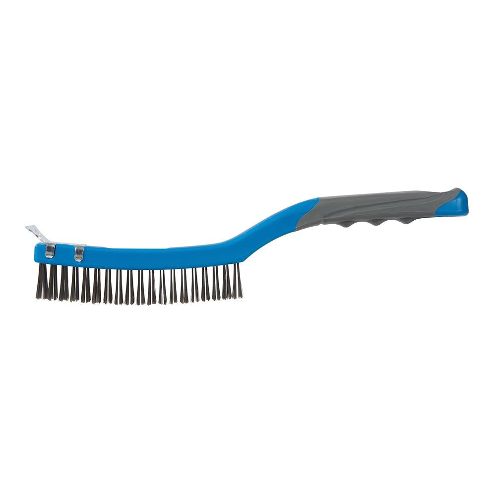 Silverline 3 Row Stainless Steel Wire Brush with Scraper 30mm Bristles