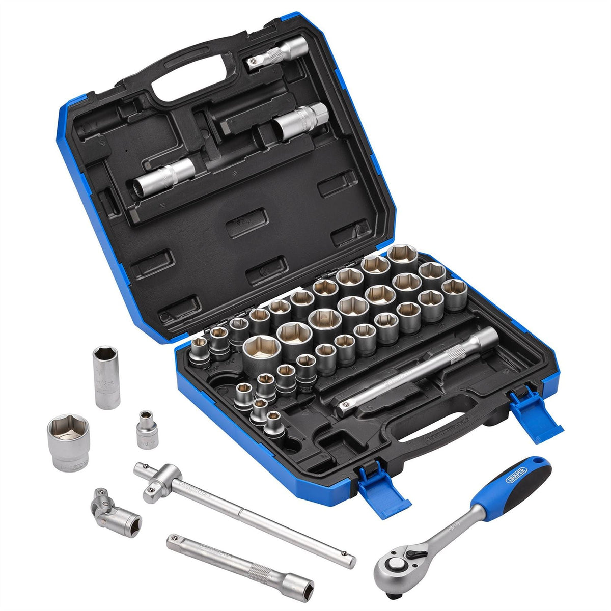 Draper Combined MM/AF Socket Set 1/2" Sq. Dr. (41 Piece) 82136 White Rose Tools