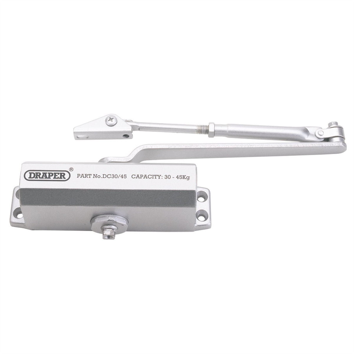 Draper Adjustable Automatic Door Closer for Doors Between 25kg and 45kg 62893 White Rose Tools