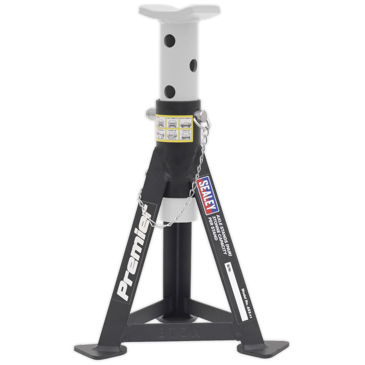 Sealey Premier Premier Axle Stands (Pair) 3 Tonne Capacity per Stand - White