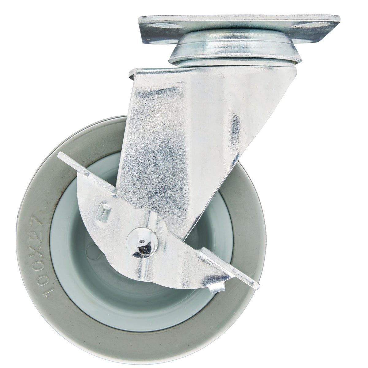Draper Swivel Plate Fixing Rubber Castor with Brake 100mm Diameter S.W.L. 80kg 65479 White Rose Tools