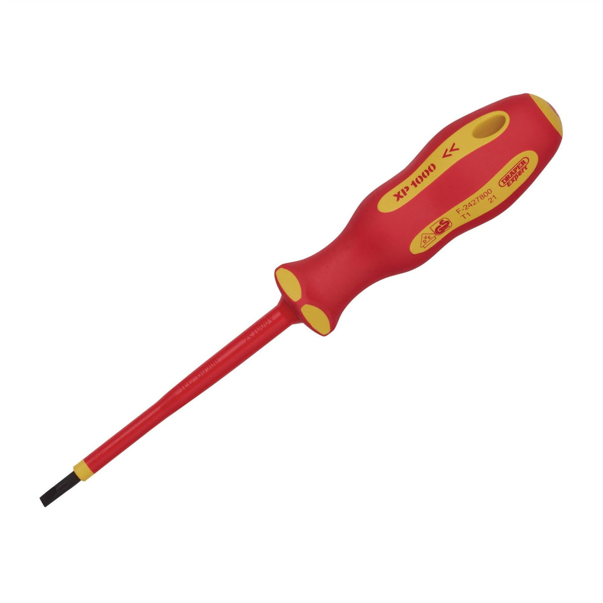 Draper XP1000 VDE Plain Slot Screwdriver 4 x 100mm 64414 White Rose Tools