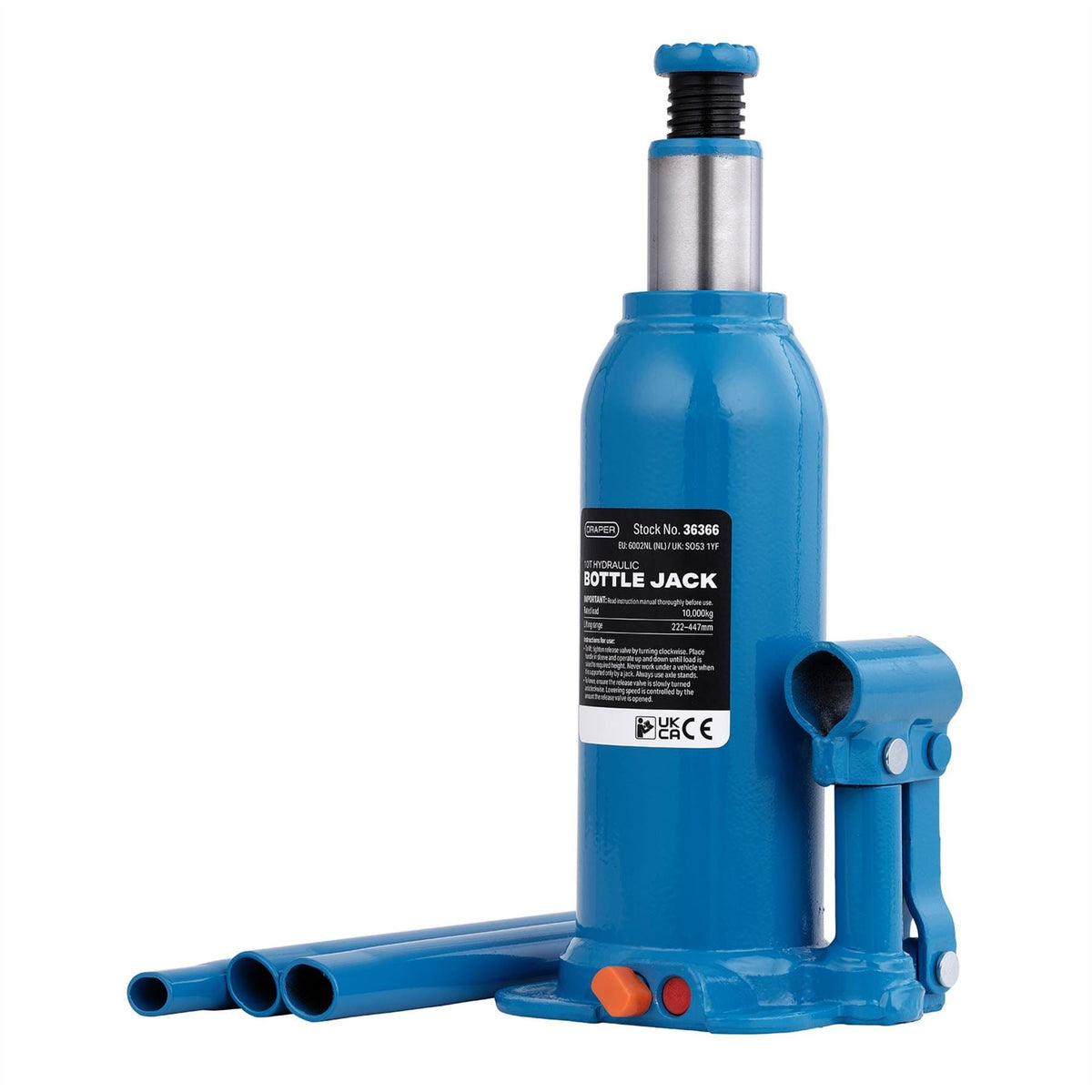 Draper Hydraulic Bottle Jack 10 Tonne 36366 White Rose Tools