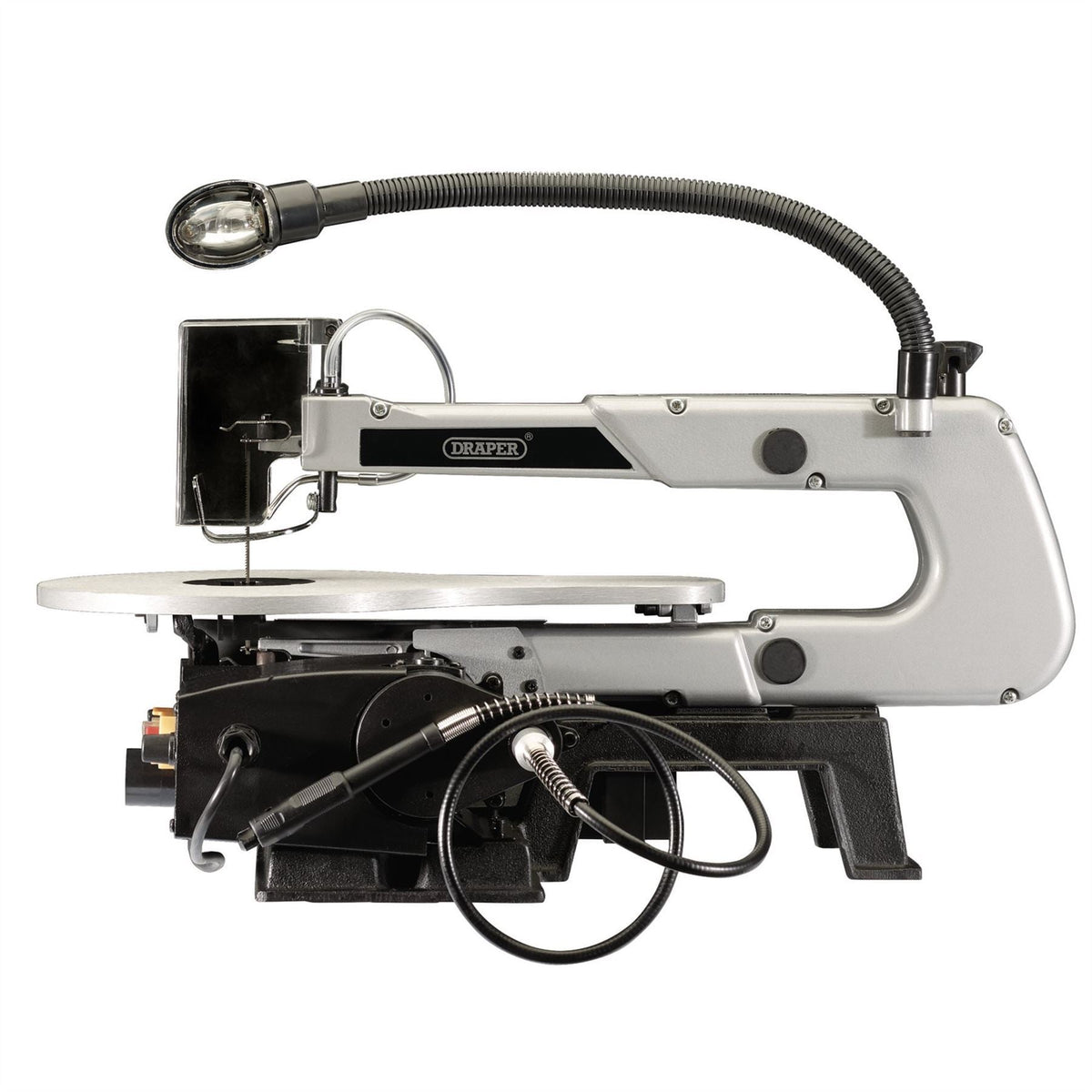 Draper Variable Speed Scroll Saw with Flexible Drive Shaft and Work light 405mm 90W 22791 White Rose Tools