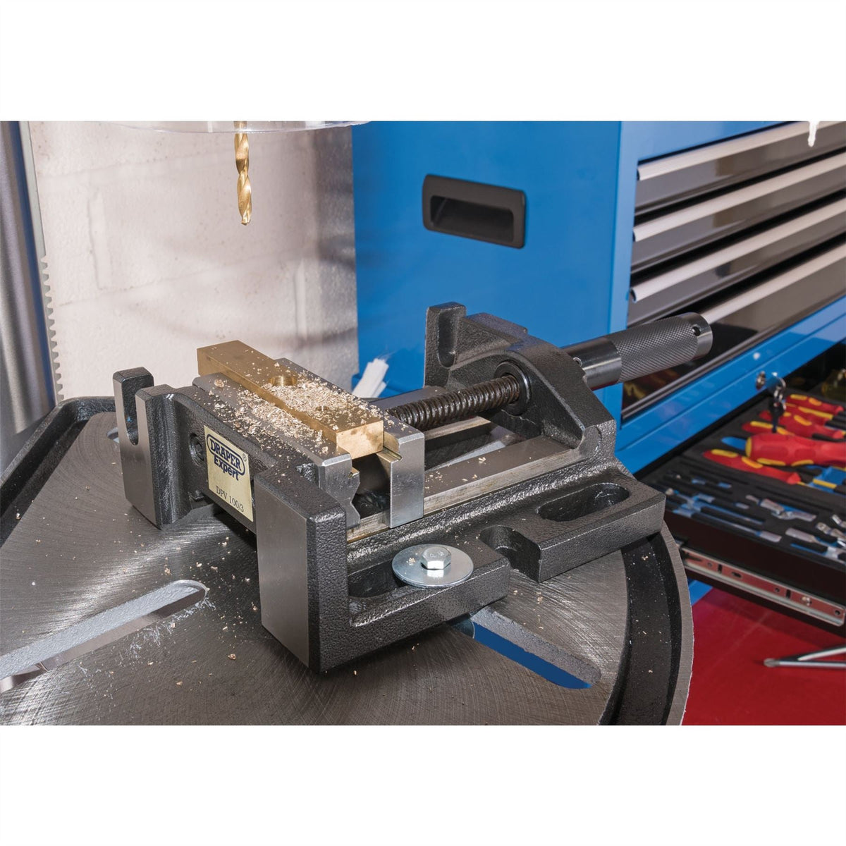 Draper Expert 3 Way Drill Press Vice 100mm 64585 White Rose Tools