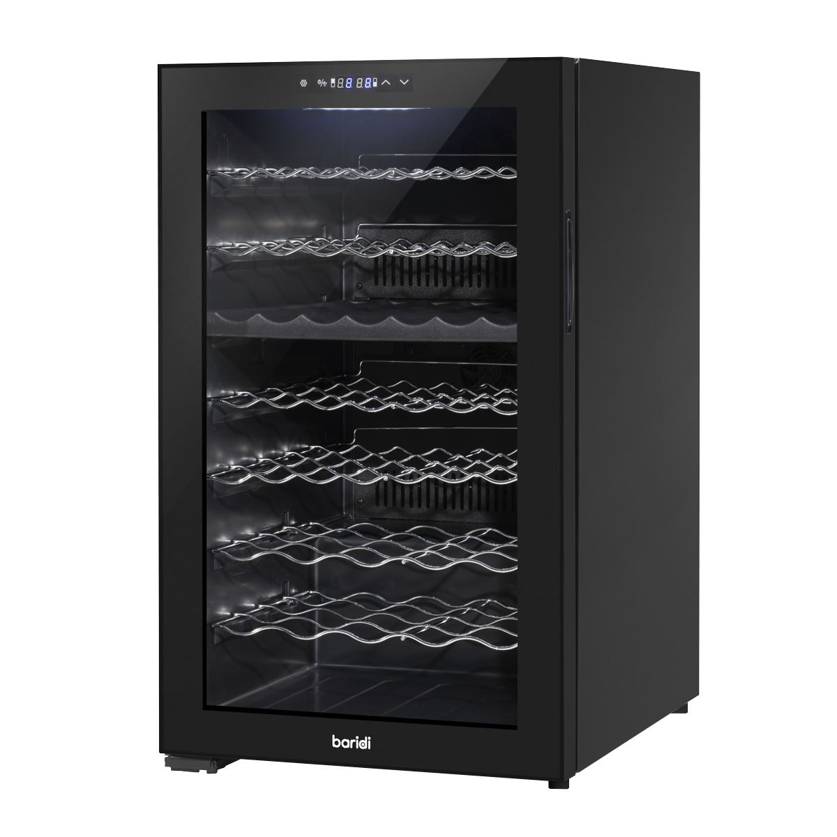 Baridi 52 Bottle Dual Zone Wine Cooler, Fridge, Touch Screen Controls, LED - Black