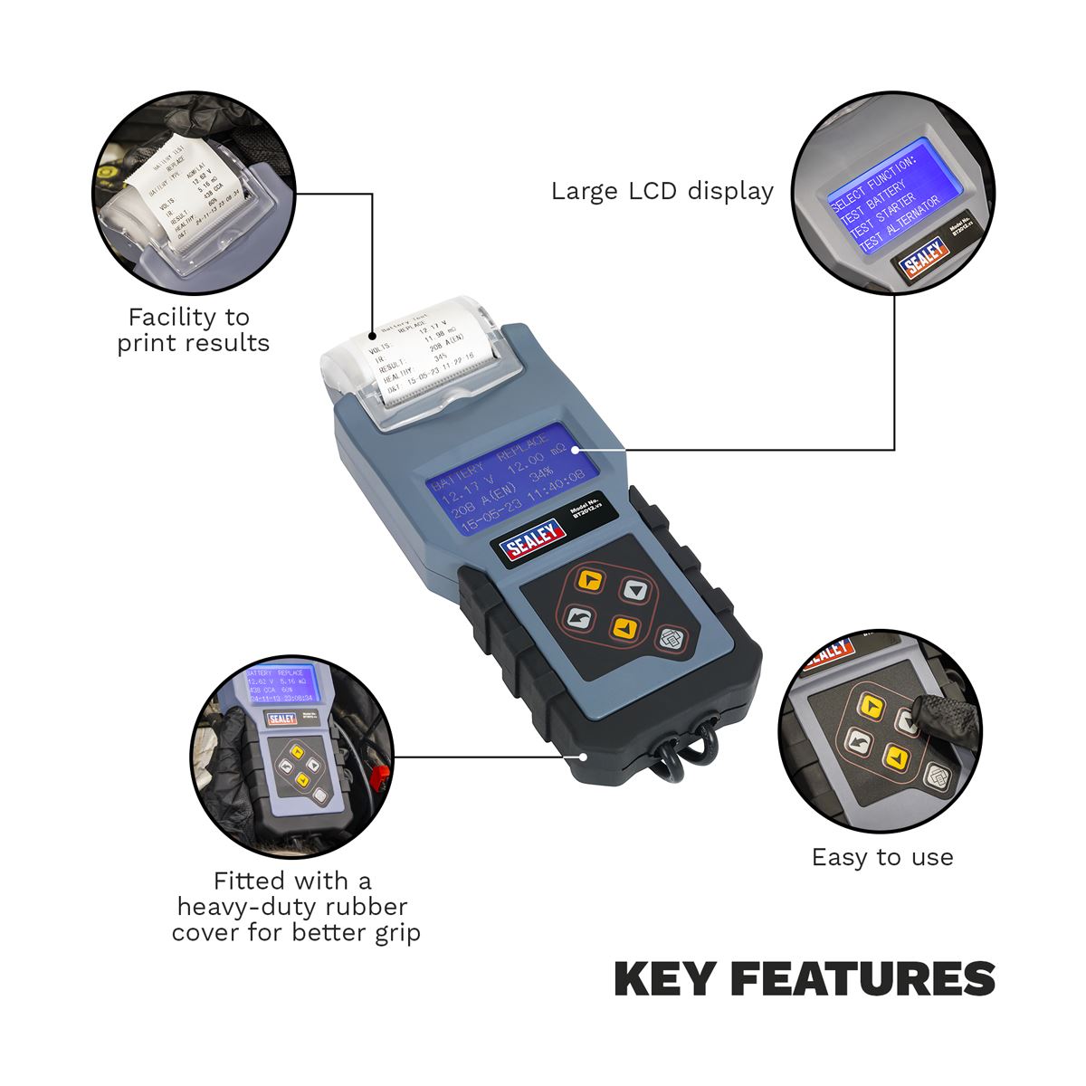 Sealey Digital Battery & Alternator Tester with Printer 12V