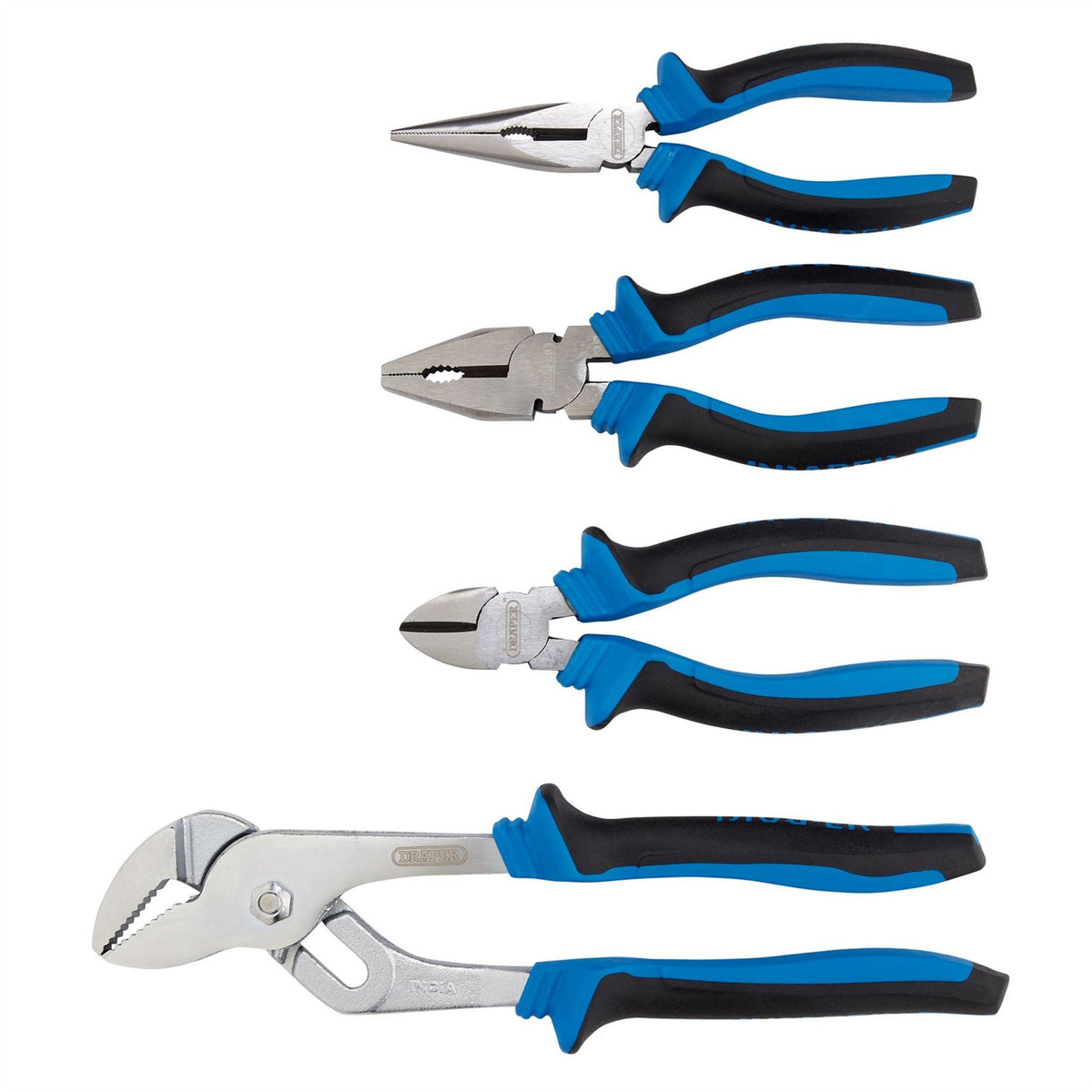 Draper Soft Grip Pliers Set (4 Piece) 81147 White Rose Tools