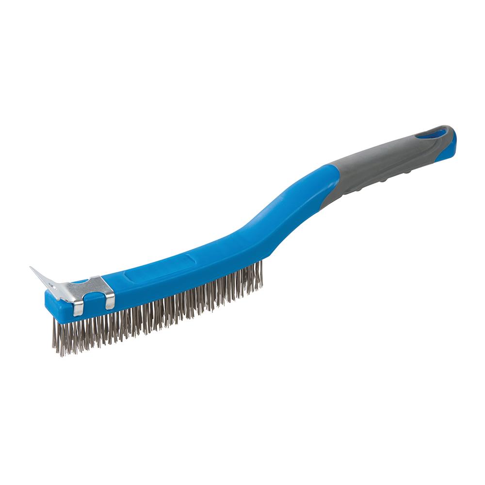 Silverline 3 Row Stainless Steel Wire Brush with Scraper 30mm Bristles