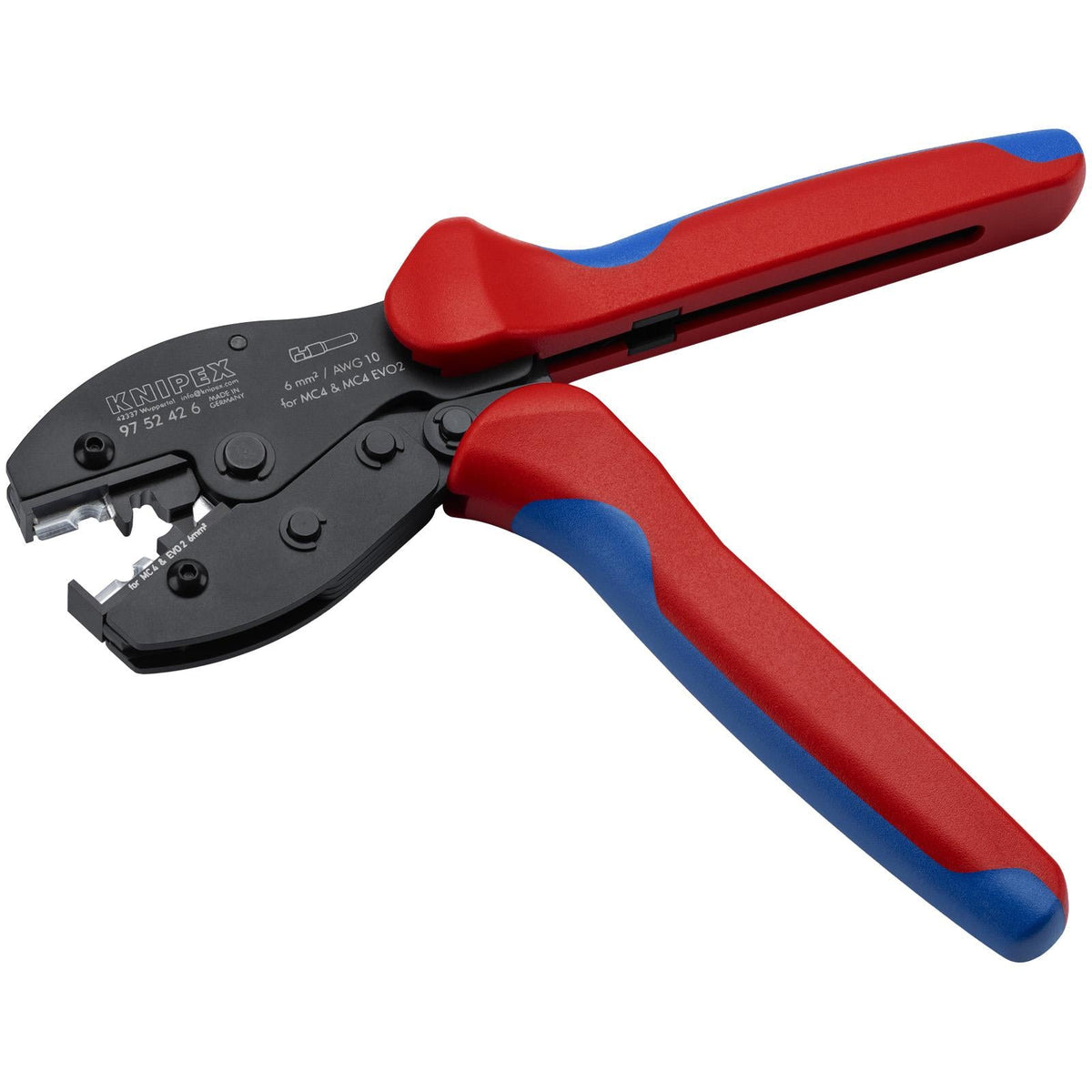 KNIPEX PreciForce Crimping Pliers for MC4®/MC4® Evo 2 Connectors 220mm 97 52 42 6 SB White Rose Tools