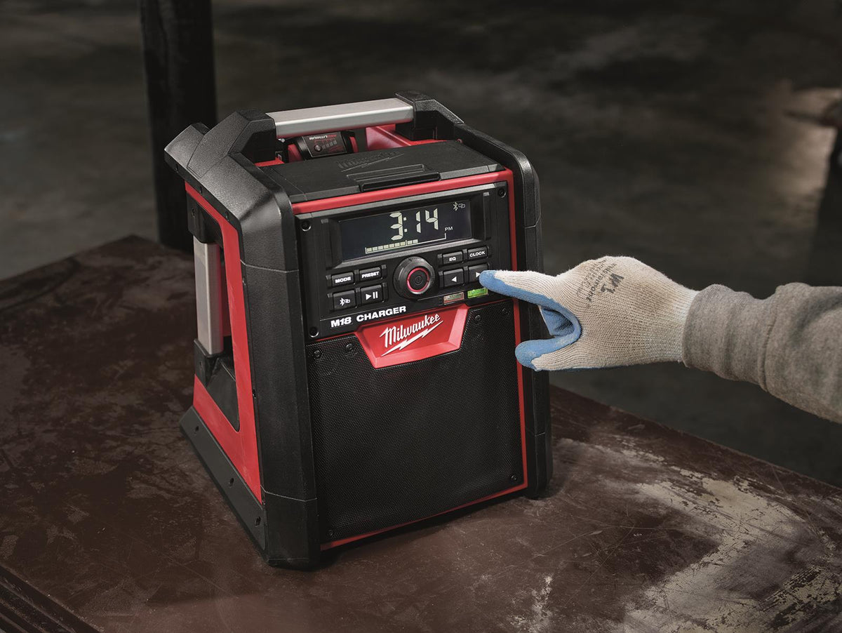 Milwaukee M18 Jobsite Radio Charger with Bluetooth Bare Unit M18RC-0 White Rose Tools