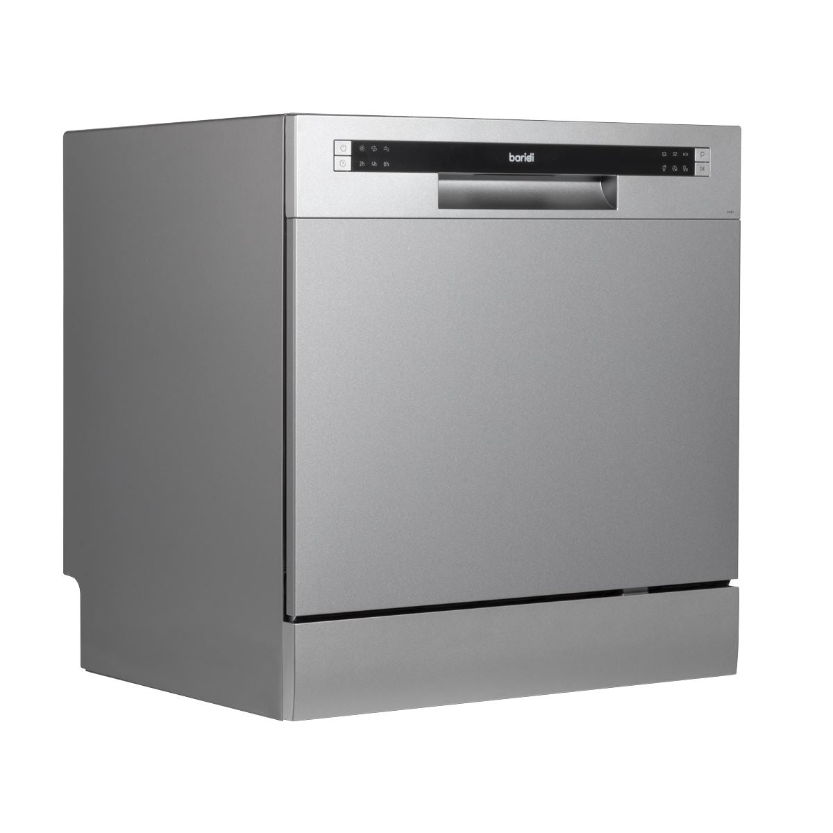 Baridi Compact Tabletop Dishwasher 8 Place Settings, 6 Programmes, Low Noise, 8L Cycle, Start Delay - Silver White Rose Tools