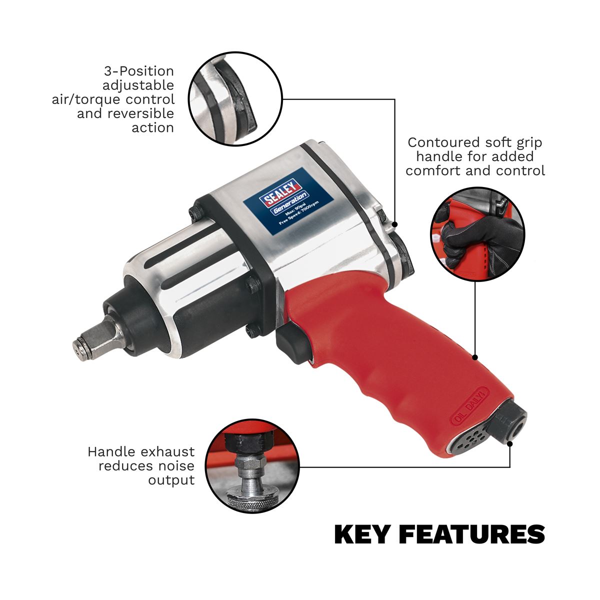 Generation Air Impact Wrench 1/2"Sq Drive - Twin Hammer