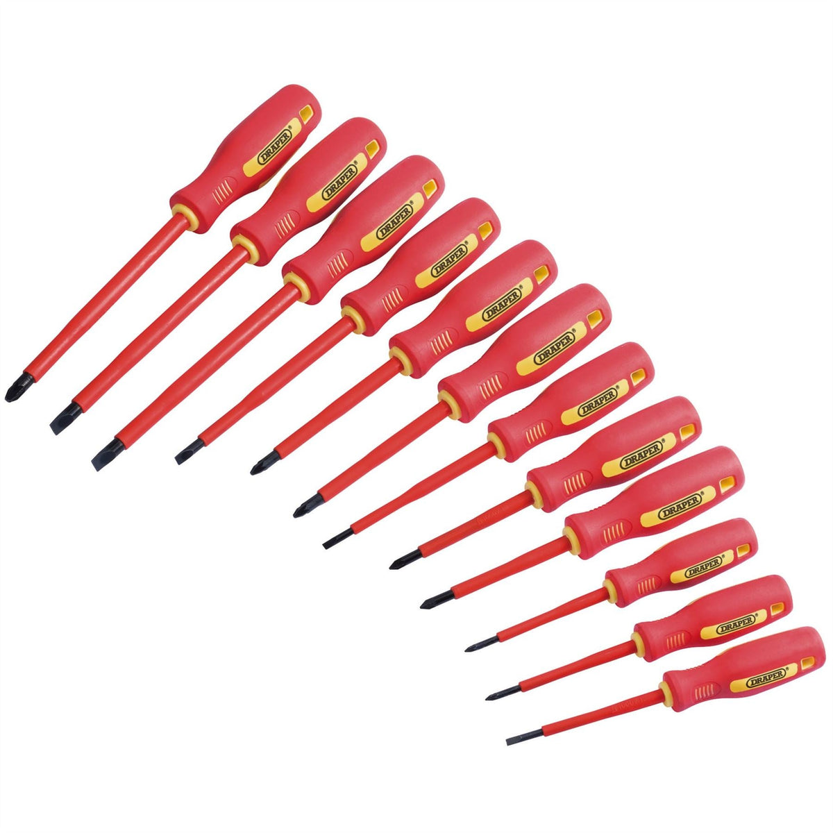 Draper Fully Insulated Screwdriver Set (12 Piece) 46541 White Rose Tools