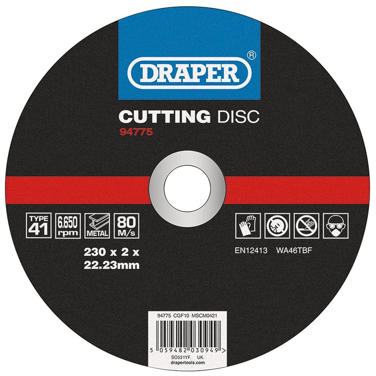 Draper Metal Cutting Disc 230 x 2 x 22.23mm 94775 White Rose Tools