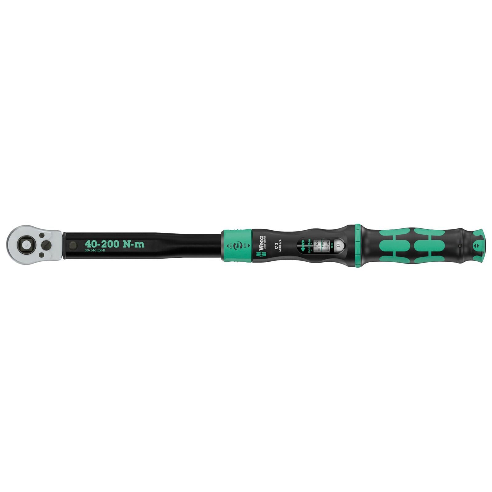 Wera Click Torque Lock Wrench C 3 R/L Reversible Ratchet 40-200 Nm 1/2" Drive Reversible Torque Operation