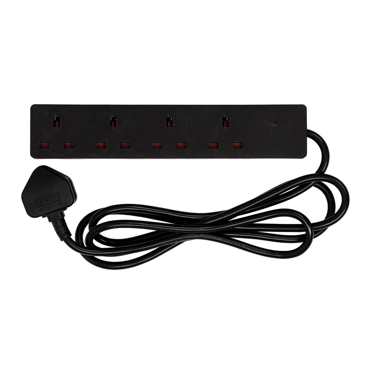 Draper 4 Way Black Extension Lead 2m 30909 White Rose Tools