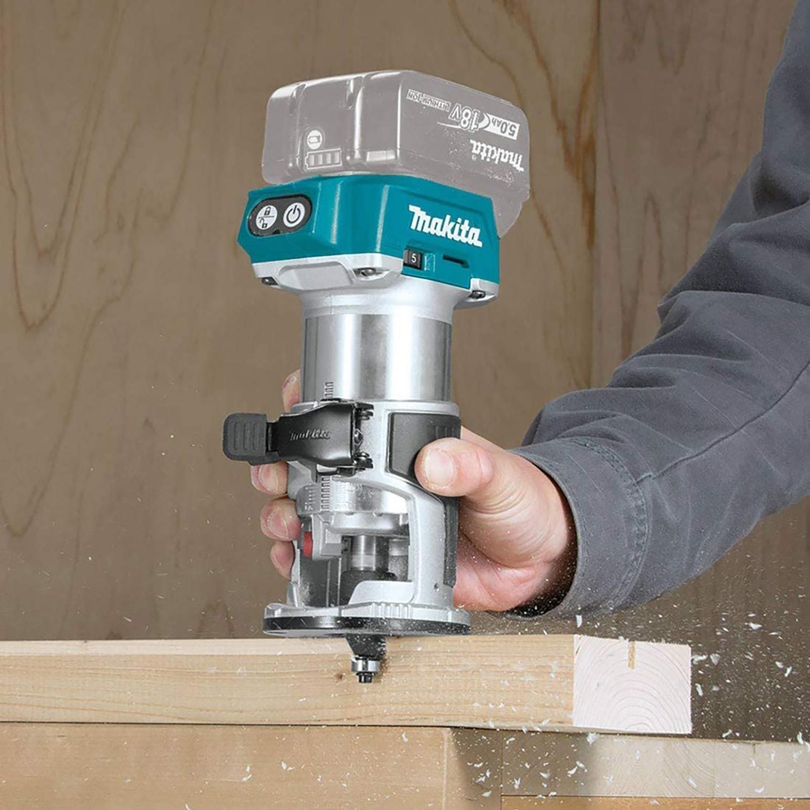 Makita Router Trimmer 18V LXT Brushless Cordless Plunge Offset Base in Makpac Case DRT50ZJX3 Body Only