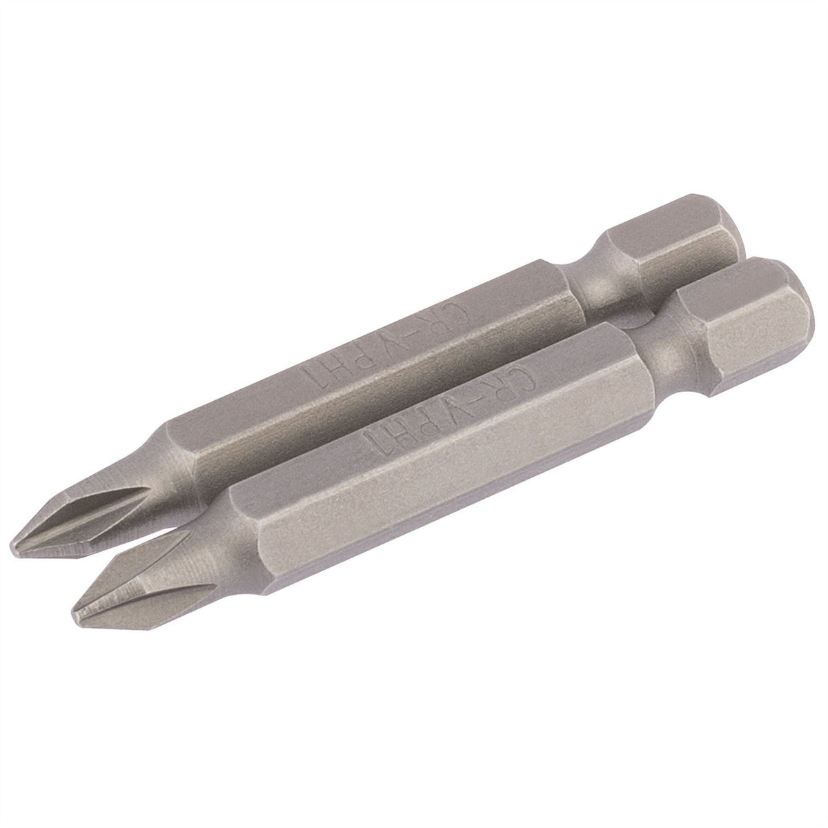 Draper Cross Slot Insert Bit 1/4" Hex 50mm Long No.1 (Pack of 2) 64232 White Rose Tools