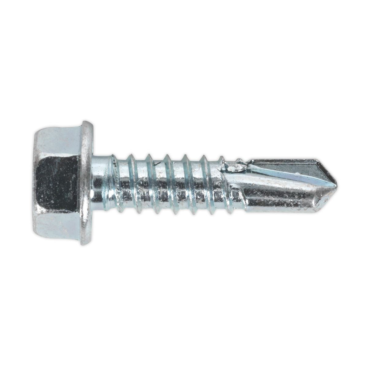 Sealey Self-Drilling Screw 6.3 x 25mm Hex Head Zinc Pack of 100