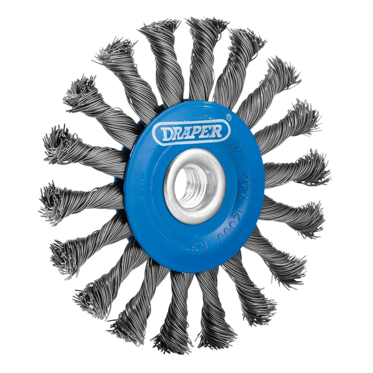 Draper Steel Twist-Knot Flat Wire Wheel Brush 115mm M14 08058 White Rose Tools